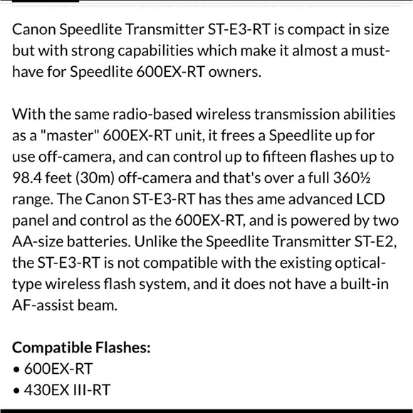Canon ST-E3-RT Speedlite Flash Transmitters - Picture 4 of 4